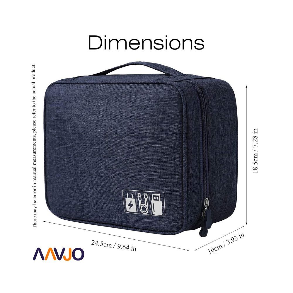 Aavjo Electronics Cosmetics Travel Organizer, Portable Bag for Accessories (Dark Blue)