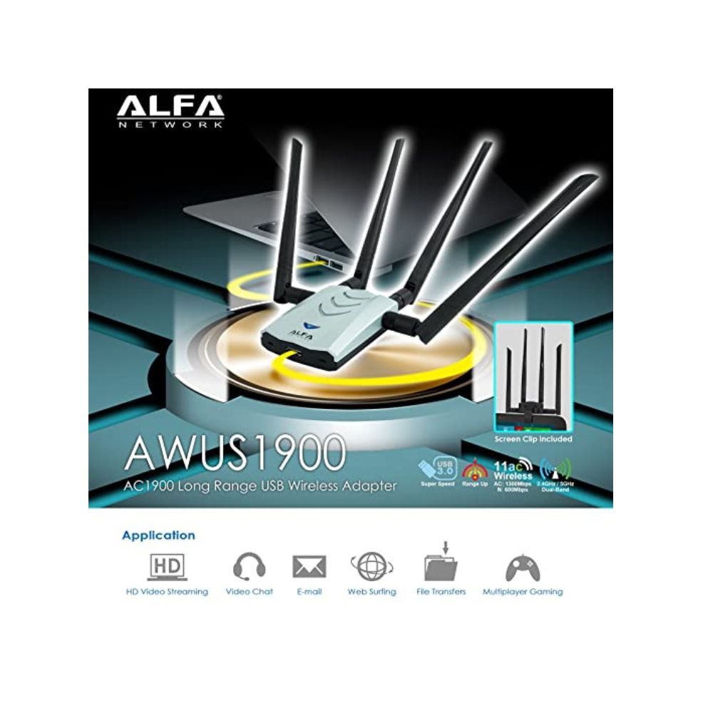Alfa AC1900 Wifi adapter - 1900 Mbps 802. 11ac Long-Range Dual Band USB