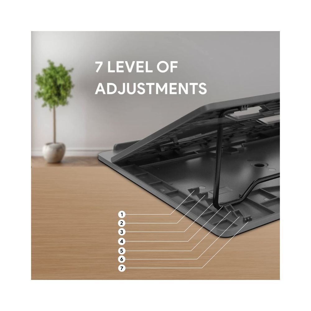 Amkette Ergo View Laptop Stand with 7 Adjustment Levels for laptops up to 15.6 inches (Grey)