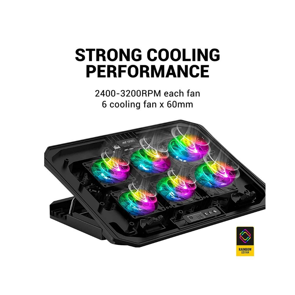Ant Esports NC210 Gaming Notebook Cooler with 6 Cooling Fans