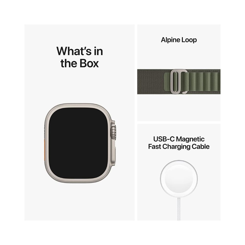 Apple Watch Ultra GPS + Cellular, 49mm Titanium Case with Green Alpine Loop - Small