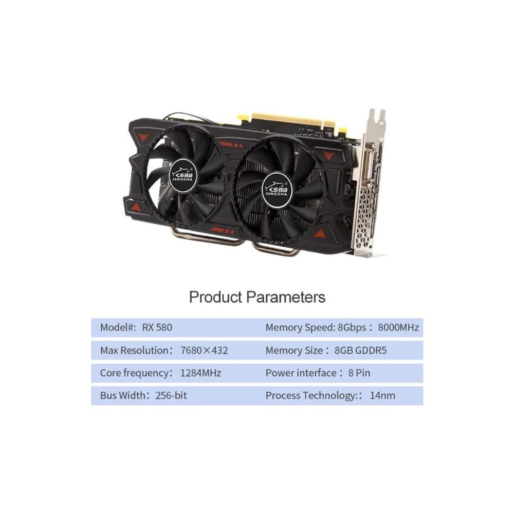 Aspiring RX 580 8GB 256Bit 2048SP GDDR5 Graphics Cards for AMD Radeon RX 580 Series Professional for ETH Mining and Gaming