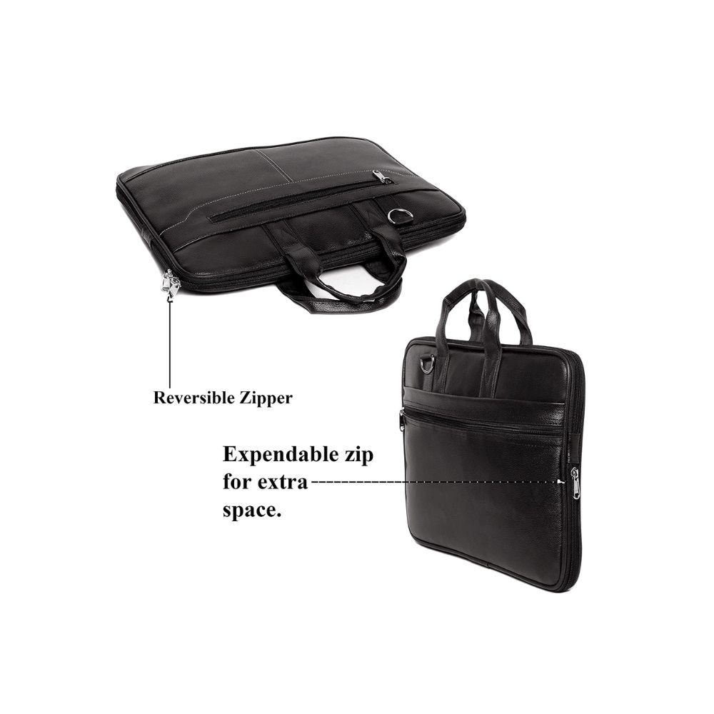 Bagneeds Men's Black Synthetic Leather Briefcase Best Laptop Messenger Bag Satchel for Men (Black)
