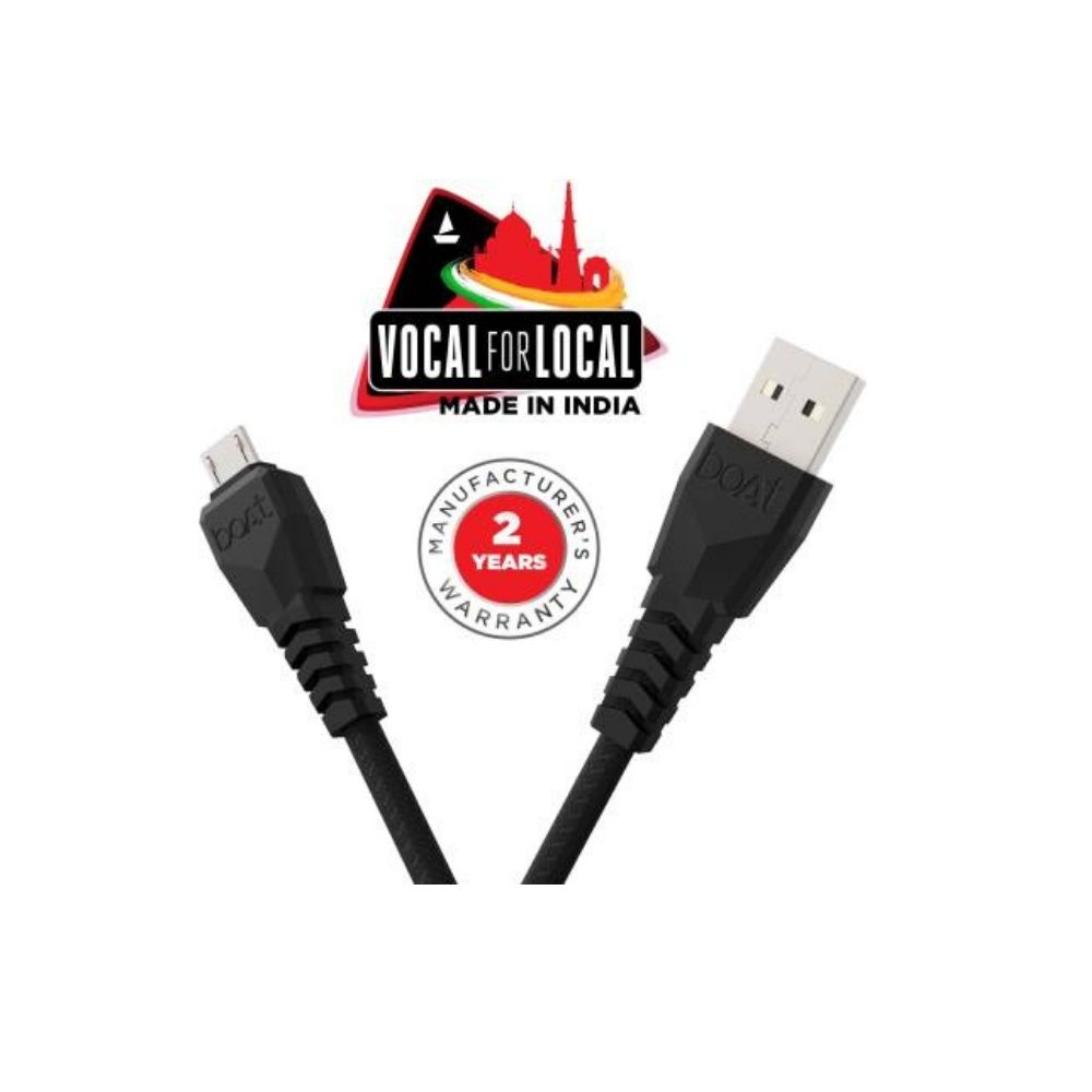 boAt 50 1.5 m Micro USB Cable  (Compatible with Mobile, Tablet, BT speakers, Powerbank, game consoles, Black)