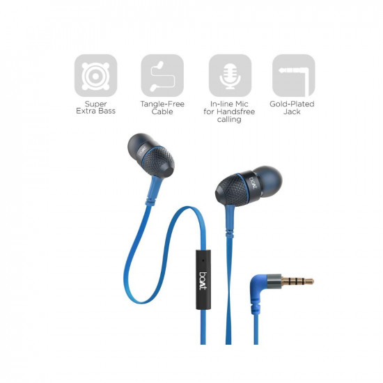 boAt Bassheads 220 Wired in Ear Earphones with Inline Mic(Blue)