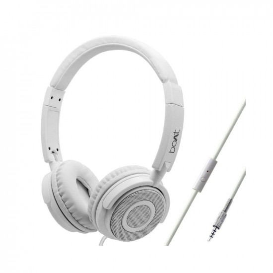 boAt BassHeads 900 On-Ear Wired Headphones with Mic (White)