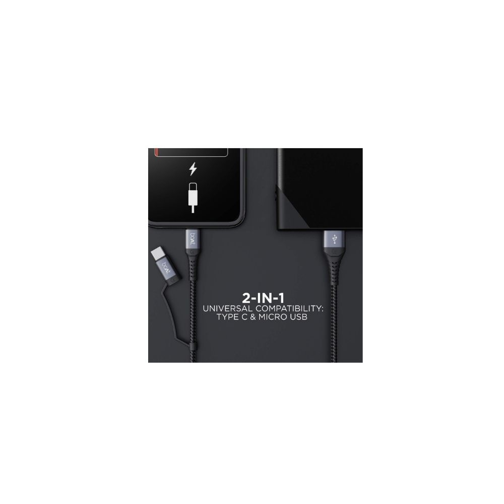 boAt Deuce USB 300 2 in 1 Type-C & Micro USB(Mercurial Black)