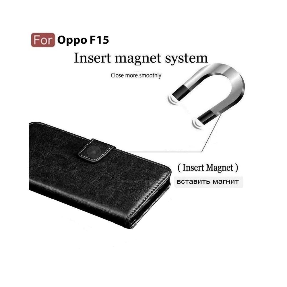 CEDO Oppo F15 Flip Cover | Leather Finish | Inside Pockets & Inbuilt Stand