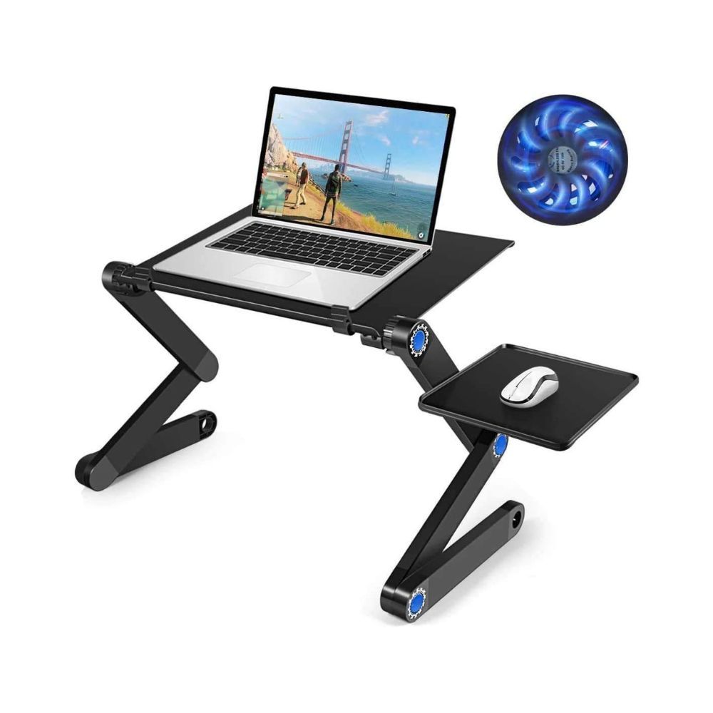 Dhvaj T8 Laptop Stand Multifuctional & Ergonomics Design Aluminum Desk with 2 USB Cooling Fans (Black)