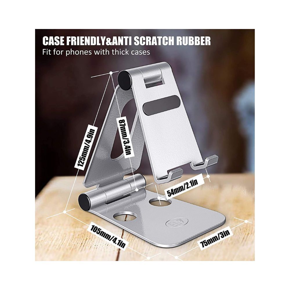 Elv Aluminum Adjustable Mobile Phone Foldable Holder  (Silver)