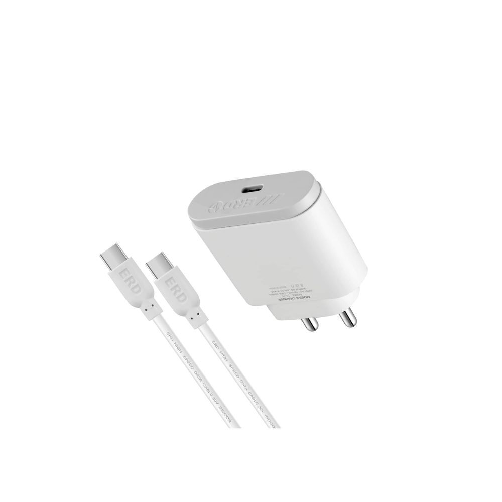 ERD 20 W 4 A Mobile TC-46 USBC Charger with Detachable Cable (White)