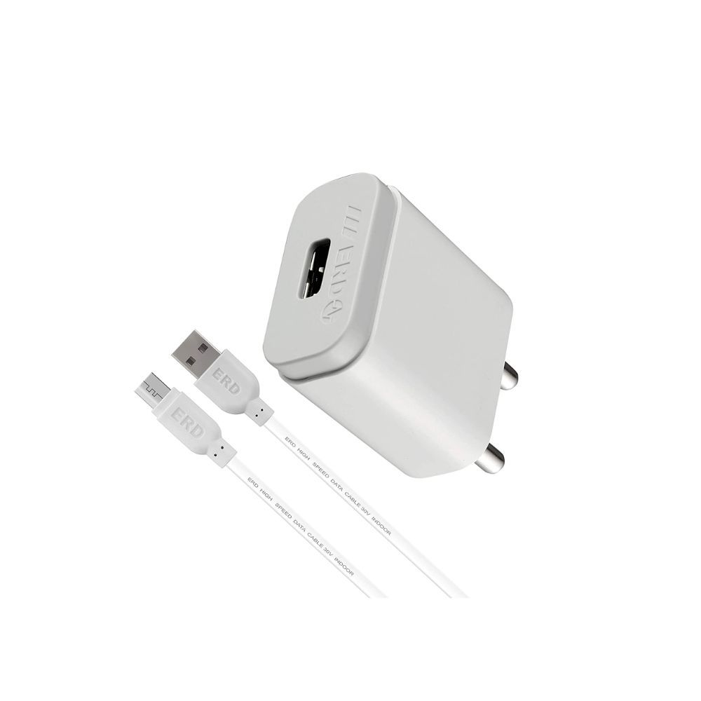 ERD TC-11 Mobile Phone Wall Charger | BIS Certified Charger Adapter with 1 Meter Long Micro USB Cable (White)
