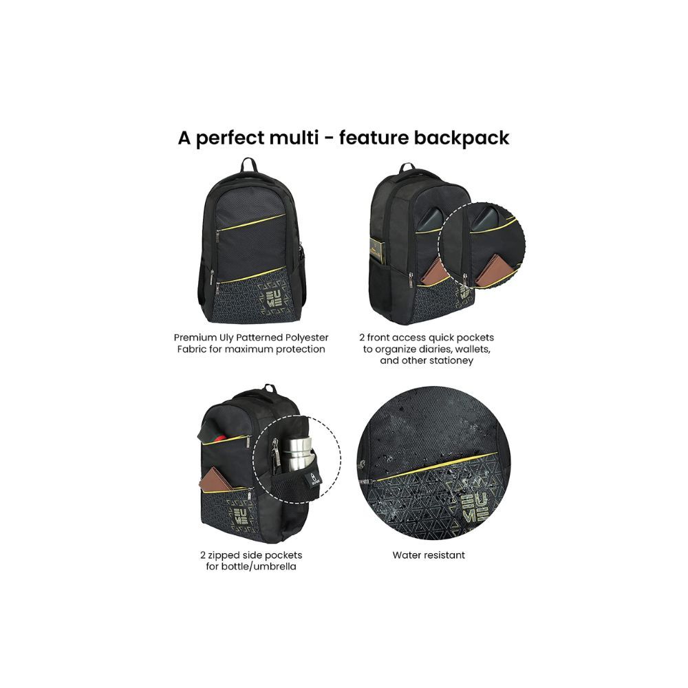 EUME Virgo Polyester 29Ltr Laptop Backpack for Men & Women (Black)