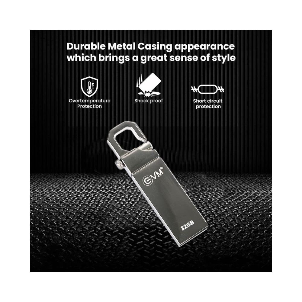 EVM 32GB Pen Drive USB 2.0 Flash Drive Metal Pen Drive, EnStore Drive 32GB Pen Drive Silver (EVMPD/32GB)