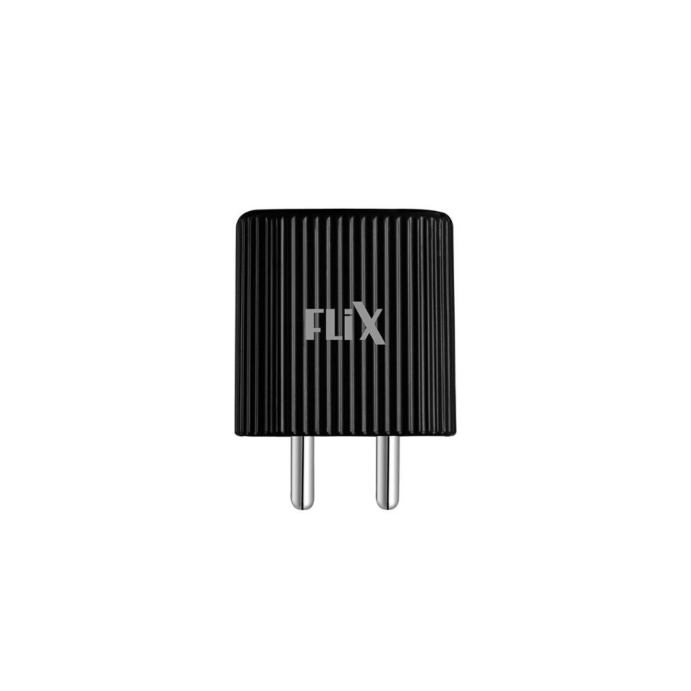 FLiX (Beetel) Rise 2.1 10W Dual USB Smart Charger Fast Charging Power Adaptor with Cable (Black)