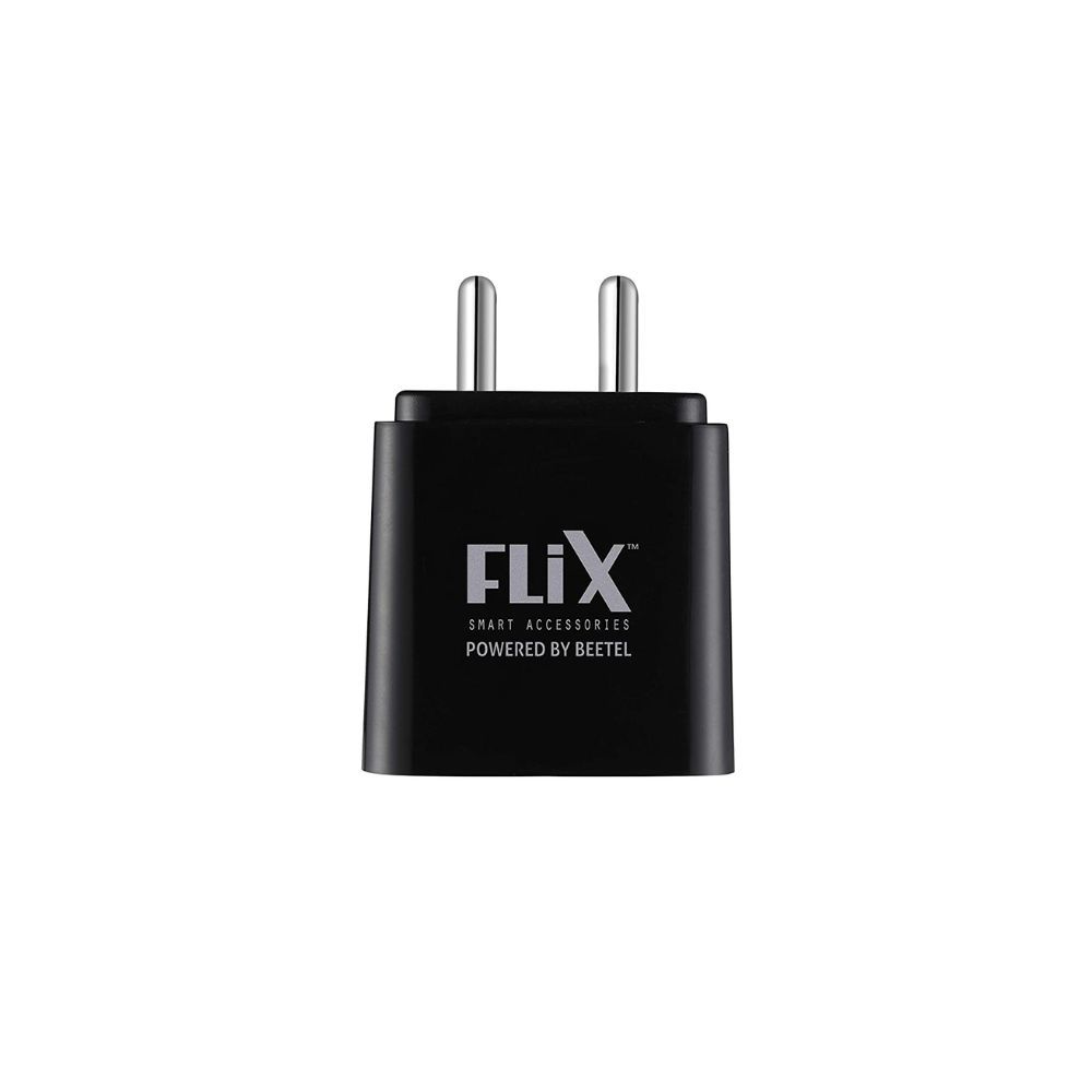 FLiX (Beetel) Rise 2.4 12W Dual USB Fast Charging Power Adaptor Smart Charger with 1 Meter Cable Micro USB Cable (Black)