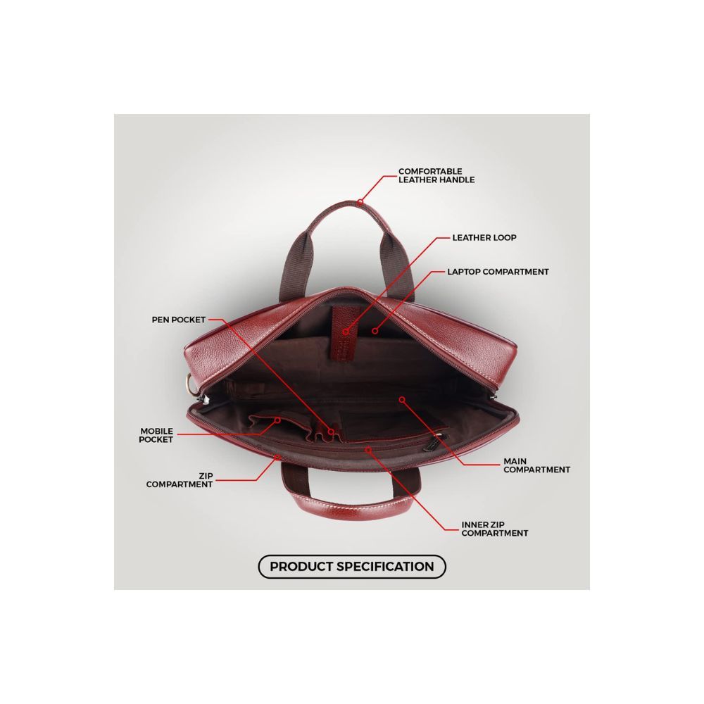 Hammonds Flycatcher Genuine Leather Executive Formal Upto 16 Inch Laptop Messenger Bag for Men LB106BR (Brown)