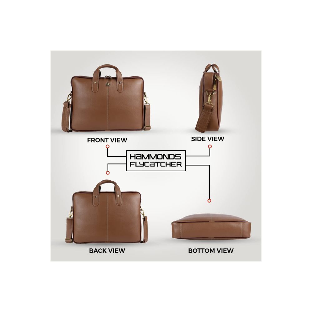 Hammonds Flycatcher Genuine Leather Executive Formal Upto 16 Inch Laptop Messenger Bag for Men LB106BS (Burlywood)