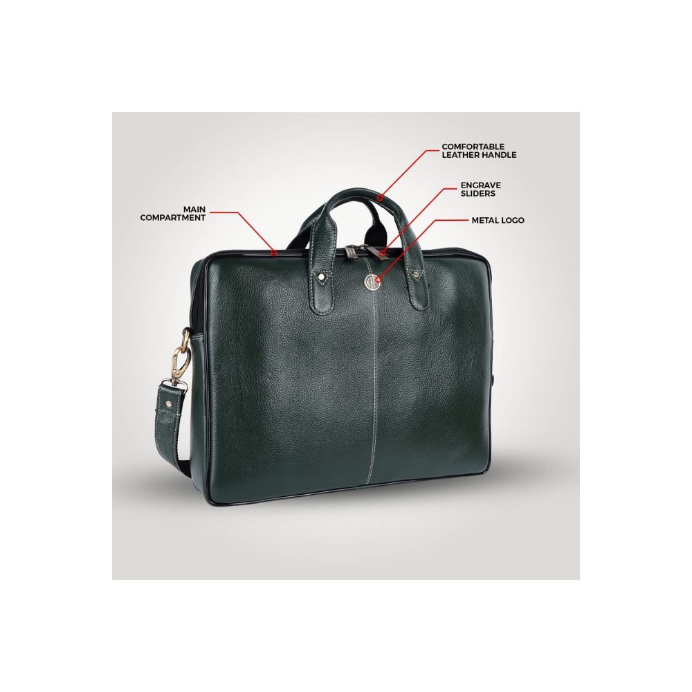 Hammonds Flycatcher Genuine Leather Executive Formal Upto 16 Inch Laptop Messenger Bag for Men LB106GR (Sea Green)