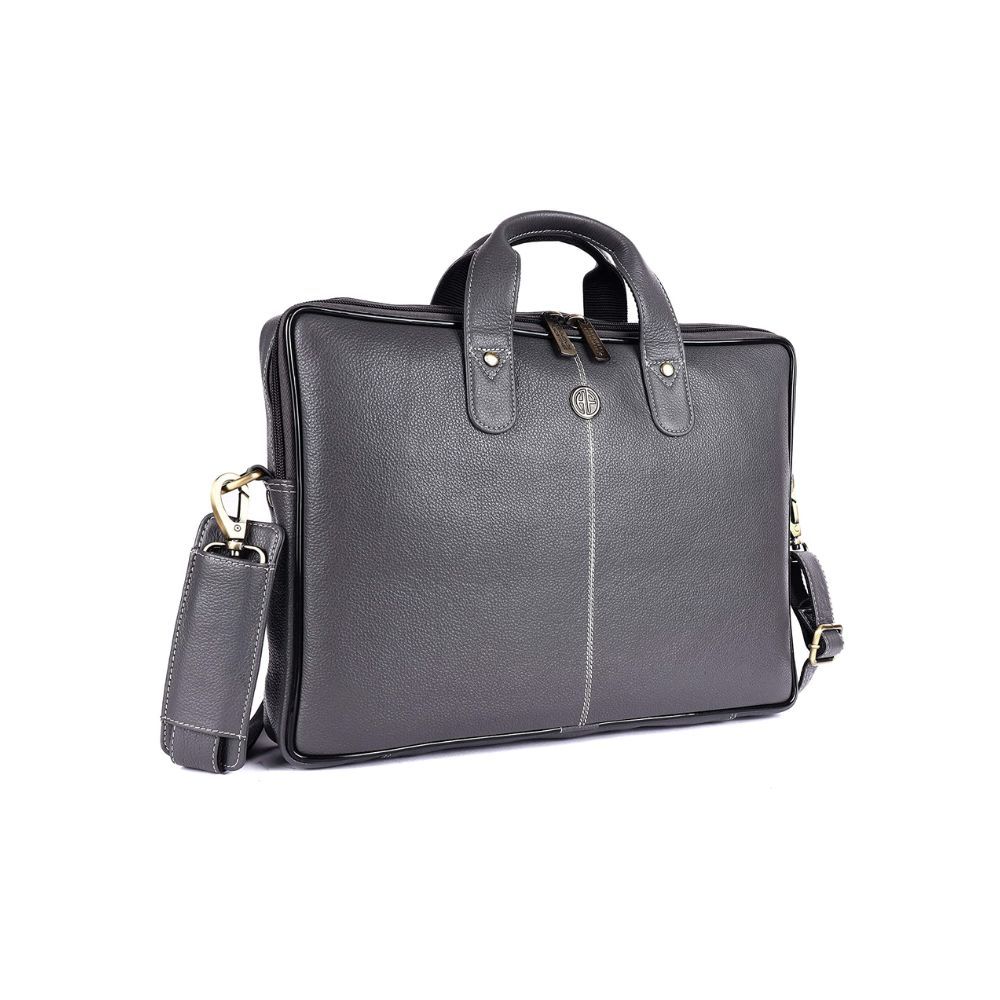 Hammonds Flycatcher Genuine Leather Executive Formal Upto 16 Inch Laptop Messenger Bag for Men LB106_GRY (Graphite Grey)