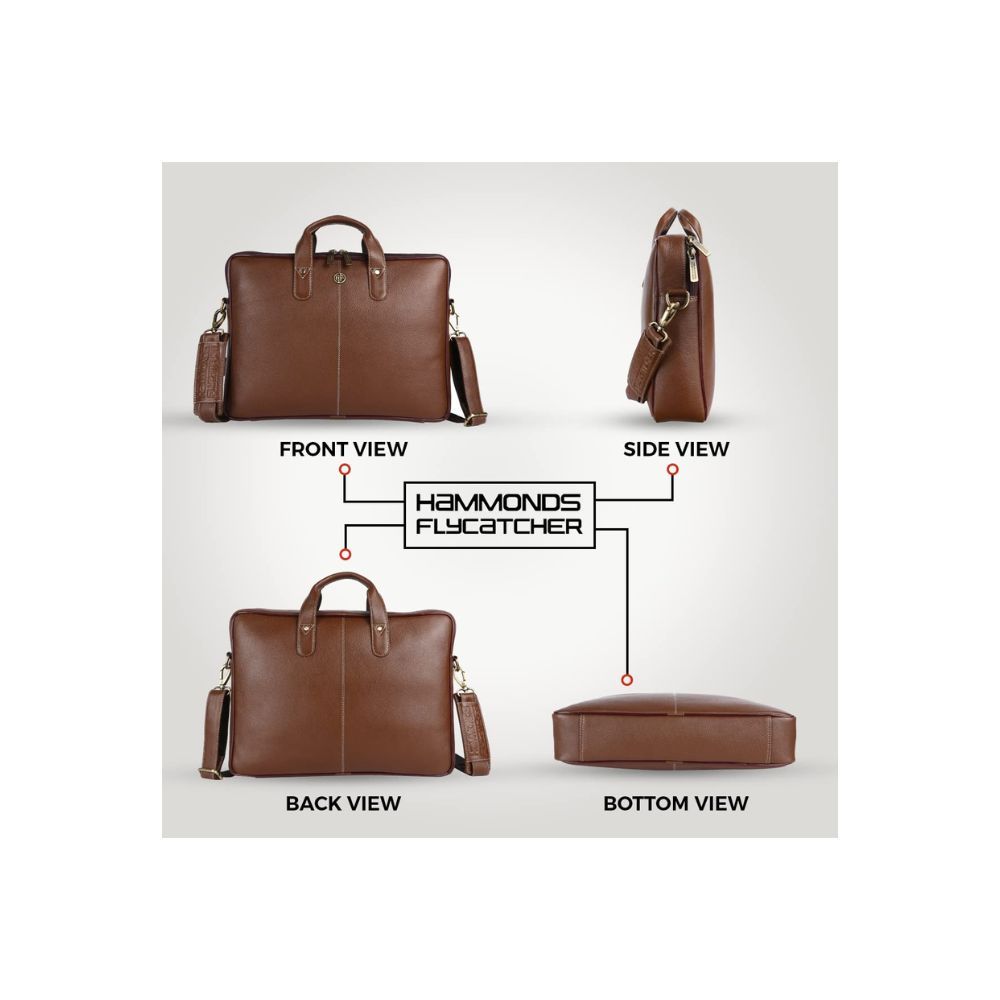Hammonds Flycatcher Genuine Leather Executive Formal Upto 16 Inch Laptop Messenger Bag for Men LB106MH (Brushwood)