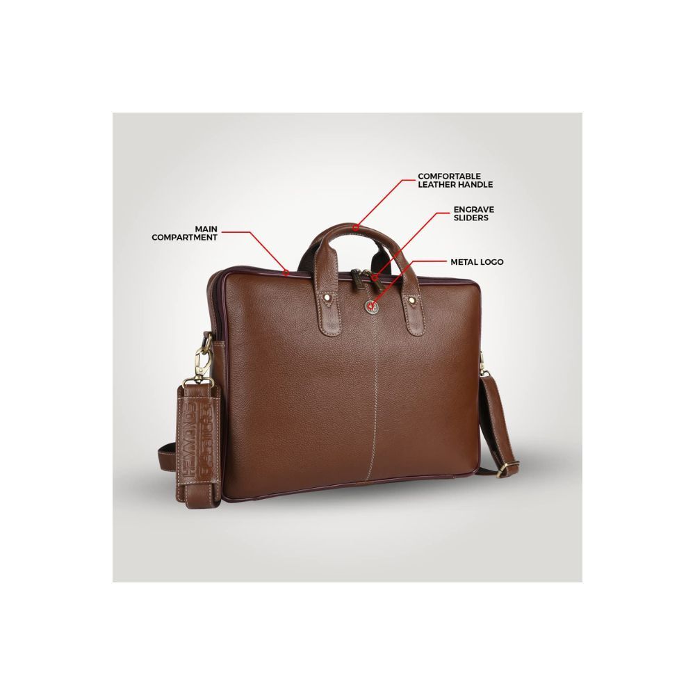 Hammonds Flycatcher Genuine Leather Executive Formal Upto 16 Inch Laptop Messenger Bag for Men LB106MH (Brushwood)