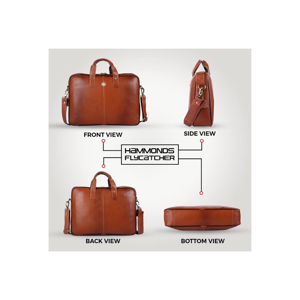 Hammonds Flycatcher Genuine Leather Executive Formal Upto 16 Inch Laptop Messenger Bag for Men LB106TN (Tan)