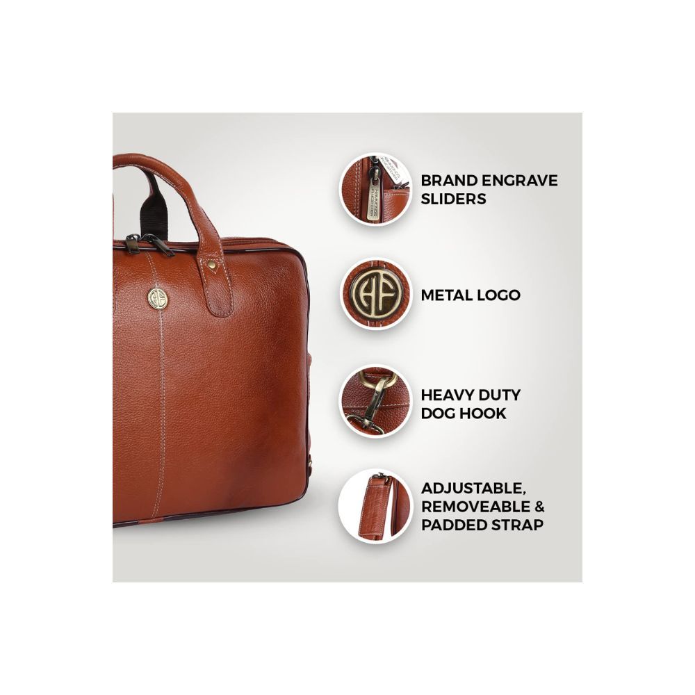 Hammonds Flycatcher Genuine Leather Executive Formal Upto 16 Inch Laptop Messenger Bag for Men LB106TN (Tan)