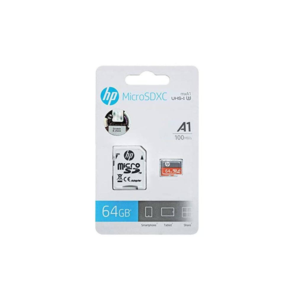 HP MicroSD Card U3, A1 64 GB High Speed (Write Speed 85MB/s & Read Speed 100 MB/s Records 4K UHD and Fill HD Video)