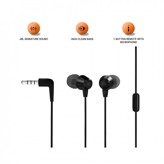 JBL C50HI, Wired in Ear Headphones with Mic