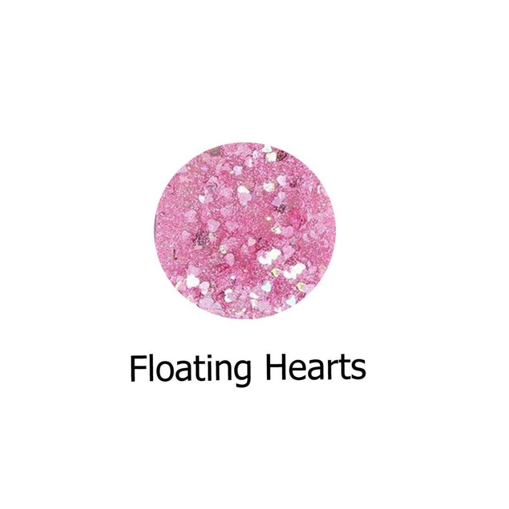 KC Hilites Back Cover for Oppo F9 & Oppo F9 Pro, Liquid Floating Hearts Glitter Bling Sparkle Transparent Soft Silicone Case (Pink)