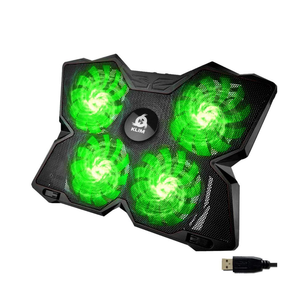 Klim Wind Laptop Cooling Pad - Support 11 to 17 Inch Laptops, PS4 - 4 Fans - Light, Quiet- Green