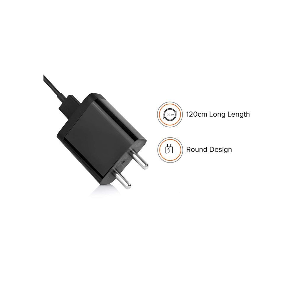Lakshika Quick Charger Hi Speed Travel Charger With 1 Meter 2.4 Amp Cro USB Cable Charging (Black)