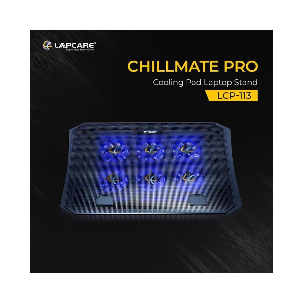 Lapcare Chillmate PRO Cooling Pad with 6 Fans Laptop Stand, Black
