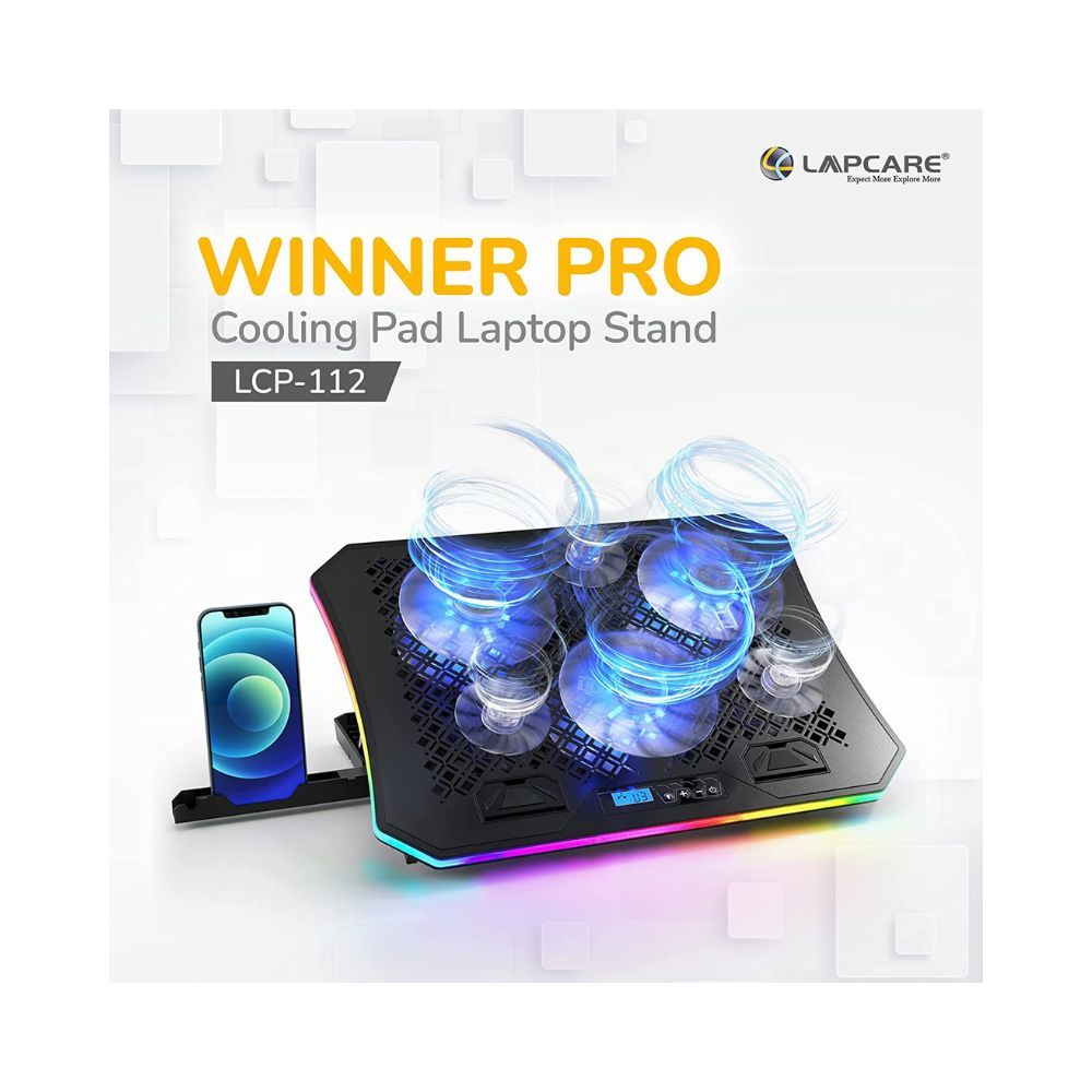 Lapcare Winner PRO RGB Cooling Pad with 6 Fans Laptop Stand, Black
