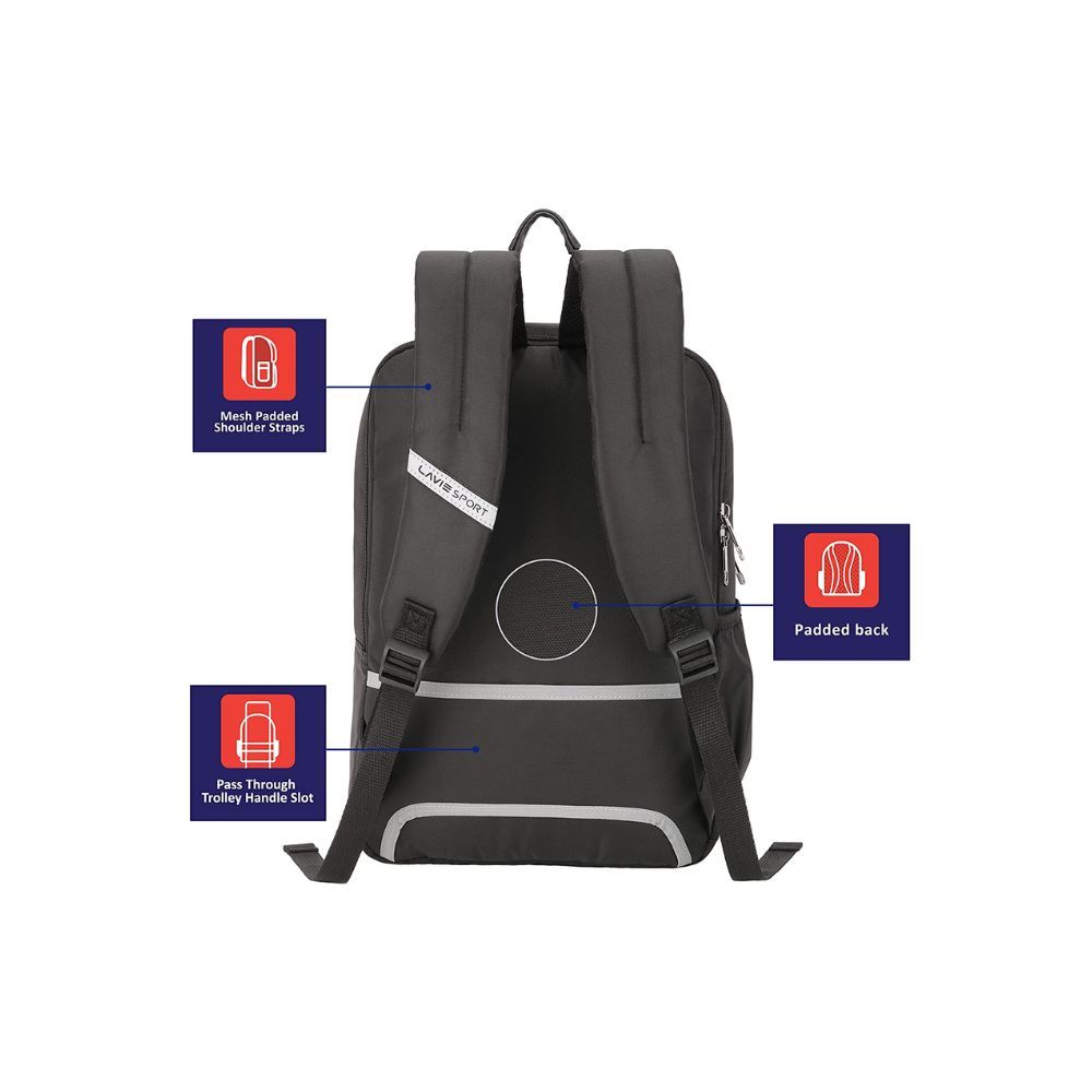 Lavie Sport Chairman Business Laptop Bags Premium Leather Business Backpacks for Men & Women Durable Office Bag for Notebook/MacBook (Black)