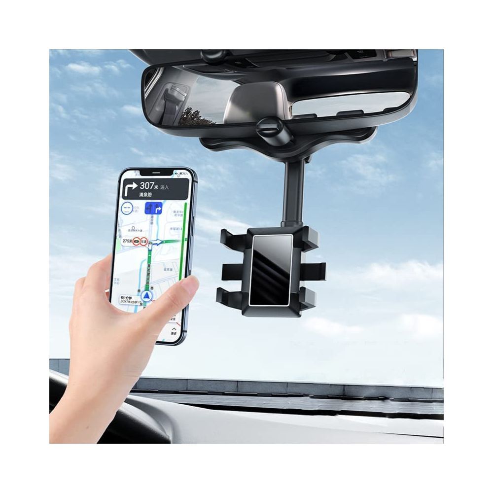 Lxcn Rearview Mirror Phone Holder Rotatable and Retractable Car Phone Holder