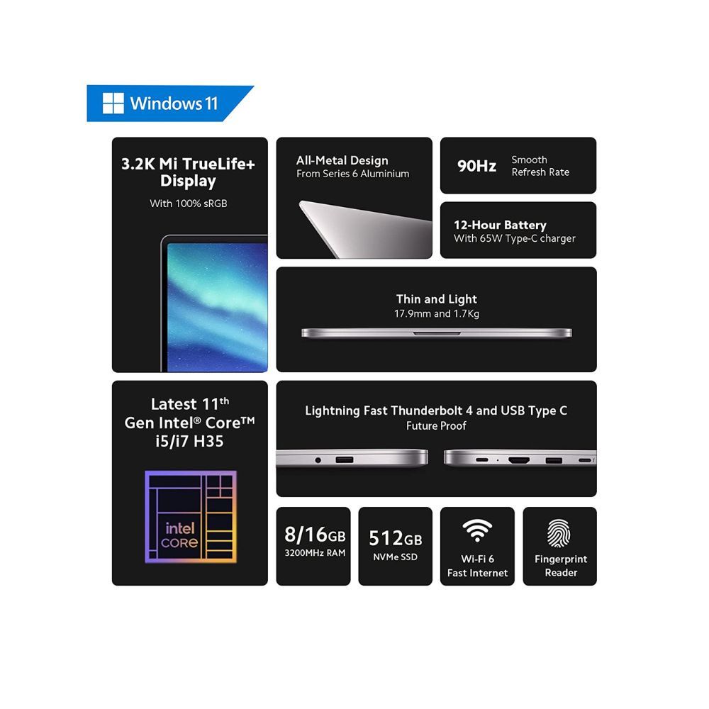 Mi Notebook Ultra 3.2K Resolution Display Intel Core I5-11300H 11Th Gen