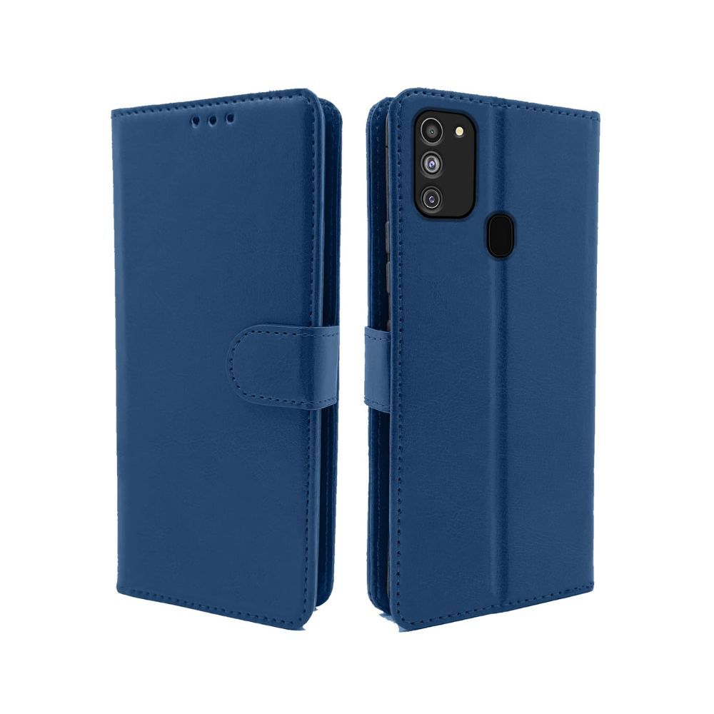 Pikkme Flip Cover for Samsung Galaxy M21 2021 / M30s / M21 (Faux Leather | Blue)