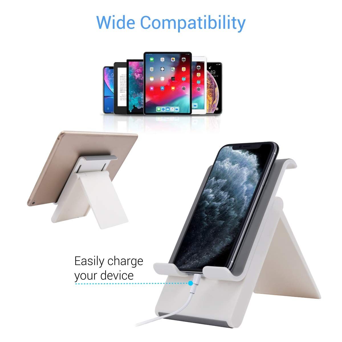 Portronics Paddie a Portable and Foldable Mobile & Tablet Holder (White)