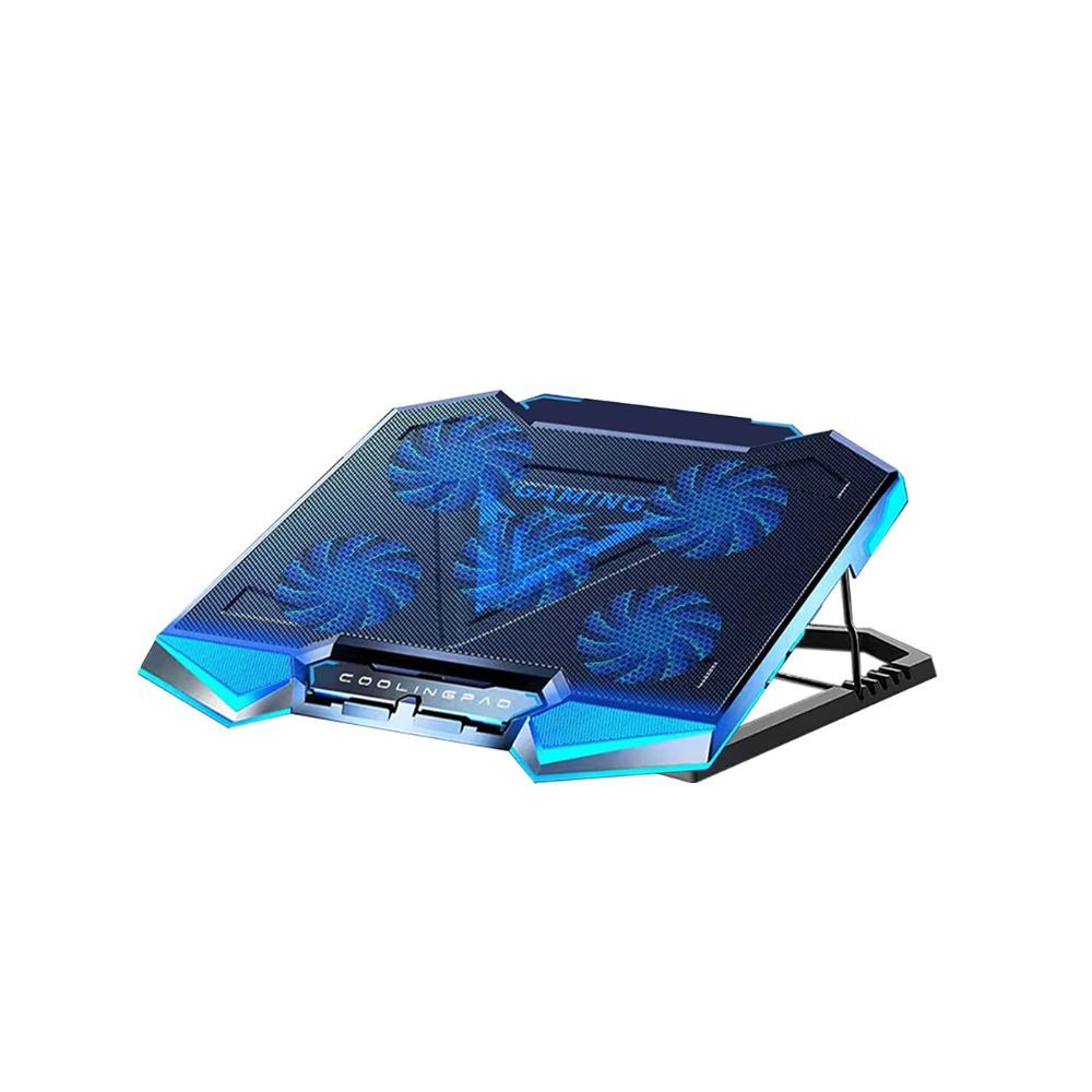 Proffisy Game Cooling Pad, Laptop Cooler with 5 Quiet Blue LED Fans for 12-18 Inch Laptop