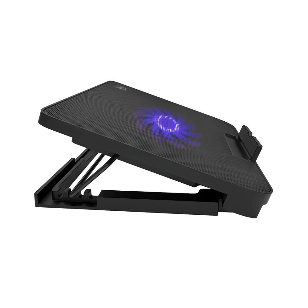 Quantum Laptop Cooling Pad with Noiseless Fan, 4-Level Metal Rod Adjustable tilt Laptop Stand