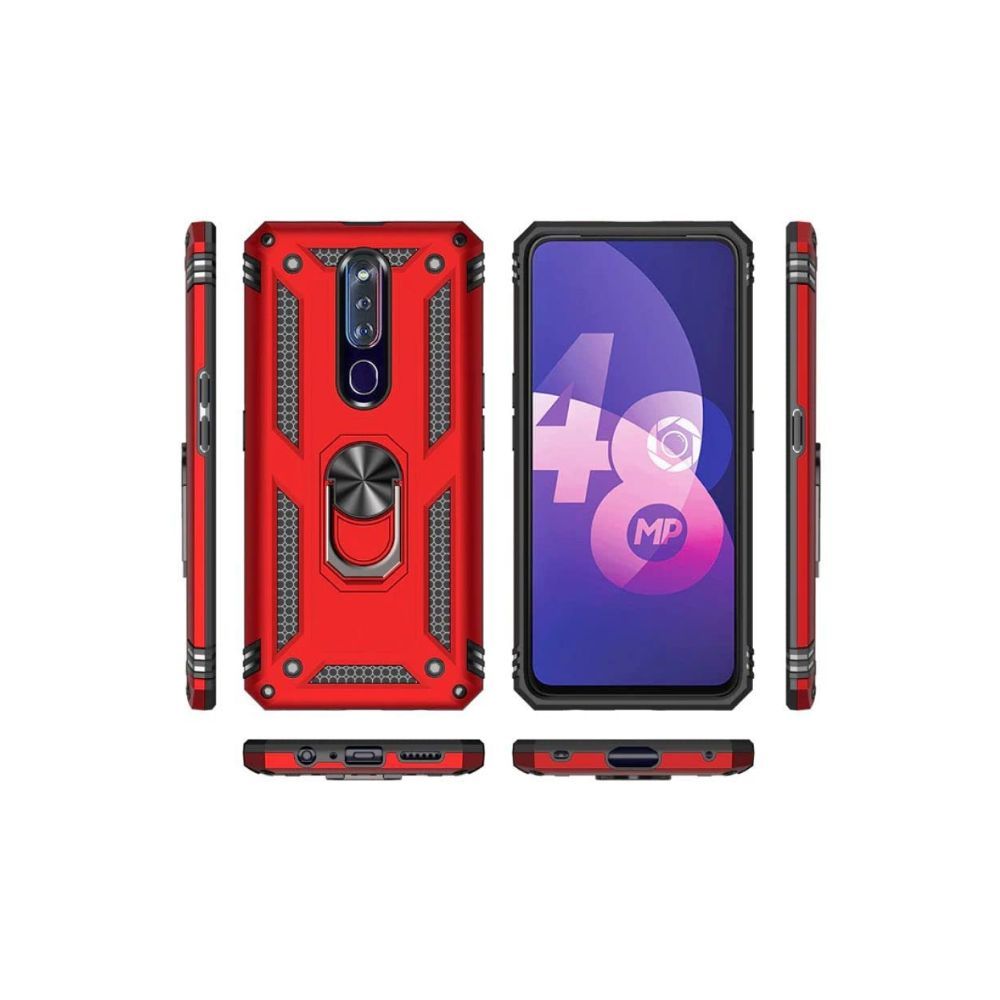 REALCASE Oppo F11 Pro Back Cover Stylish | Heavy Duty Dual Layer Hybrid Armor Ring Holder Kickstand