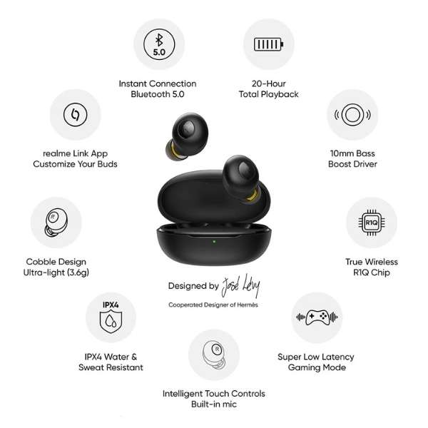 realme Buds Q in-Ear True Wireless Earbuds (Black)