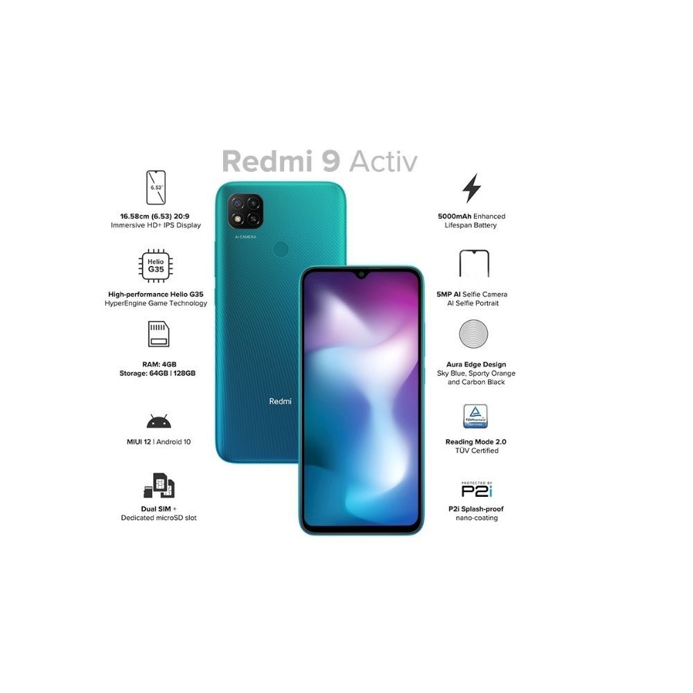 Redmi 9 Activ 64 GB, 4 GB RAM, Coral Green Smartphone