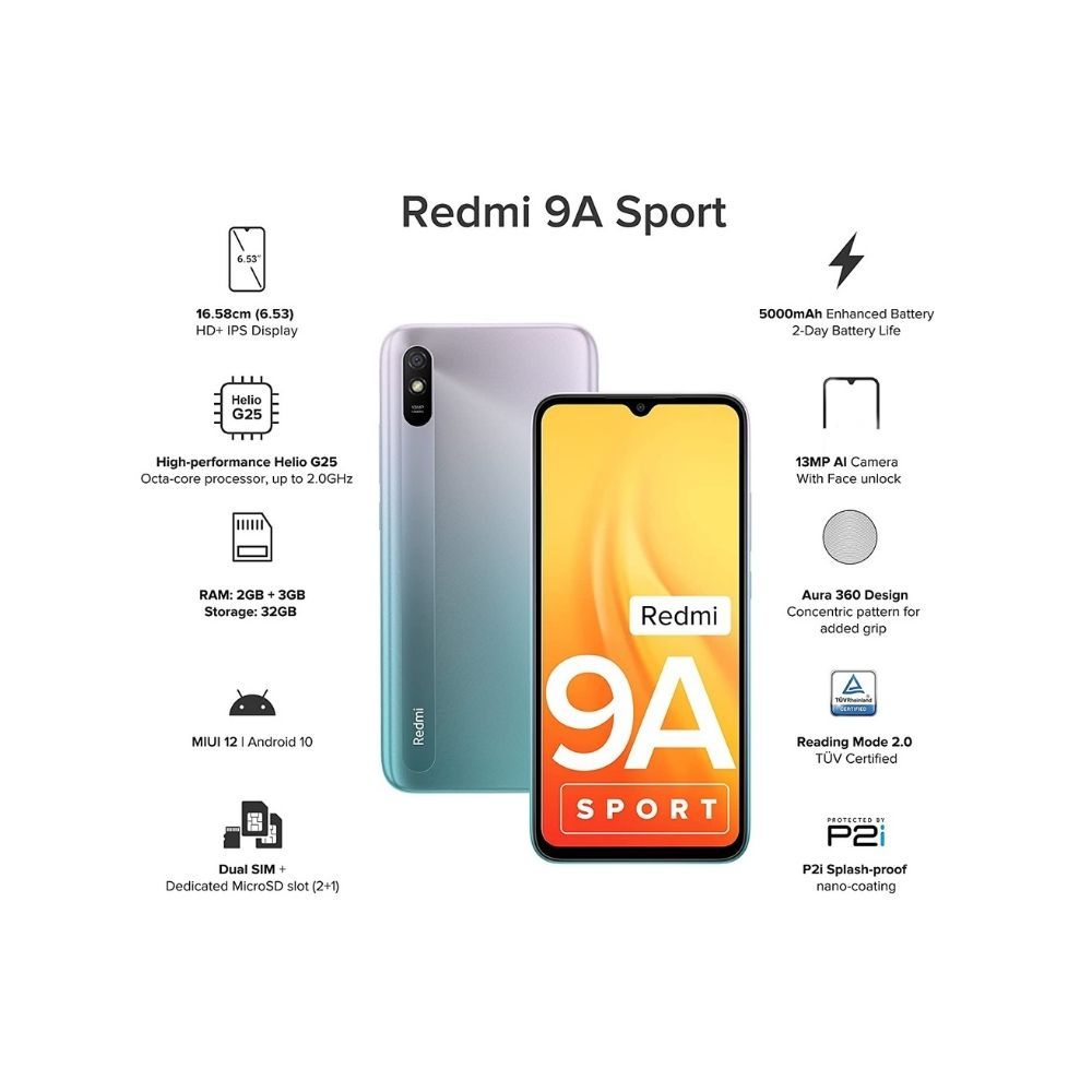 Redmi 9A Sport (Metallic Blue, 2GB RAM, 32GB Storage)