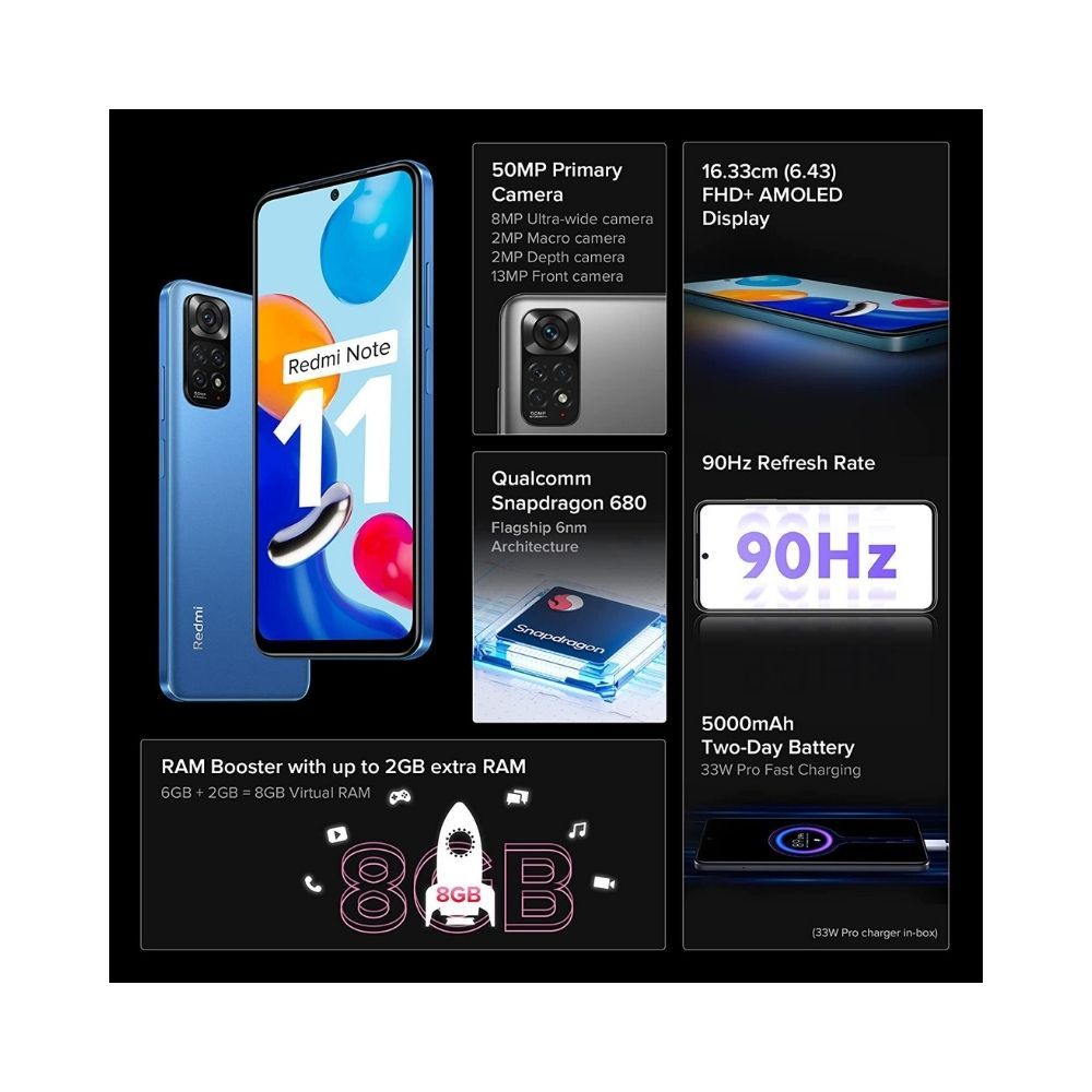 Redmi Note 11 (Horizon Blue, 6GB RAM, 128GB Storage)