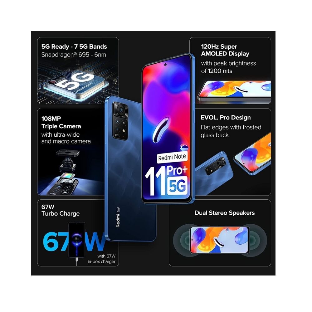 Redmi Note 11 Pro Plus 5G (Mirage Blue, 8GB RAM, 128GB Storage)