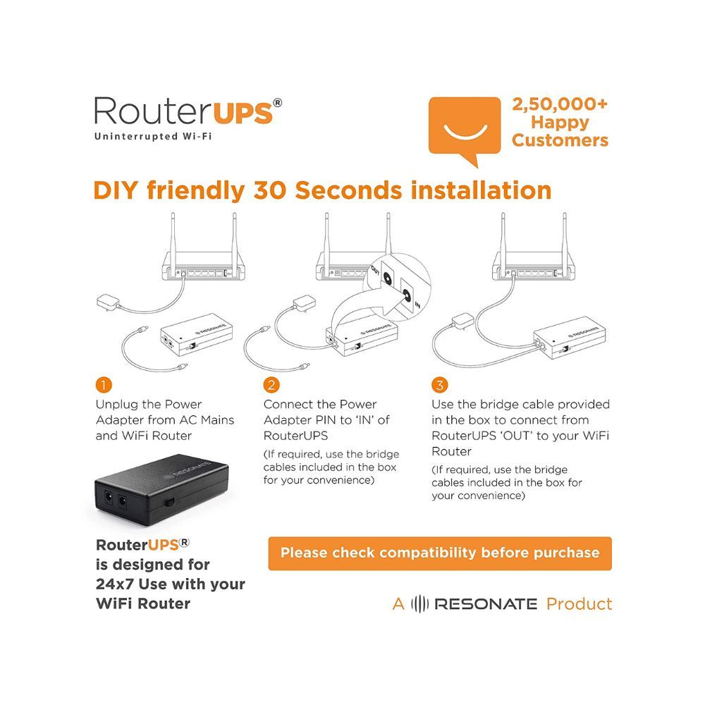 RESONATE RouterUPS CRU12V2A | Zero Drop | UPS for WiFi Router