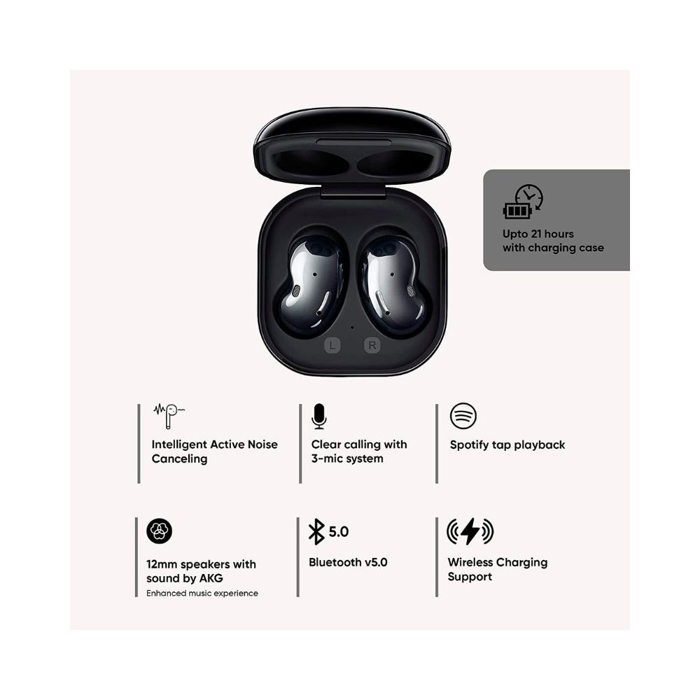 Samsung Galaxy Buds Live Bluetooth Truly Wireless in Ear Earbuds with Mic, Upto 21 Hours Playtime, Mystic Black